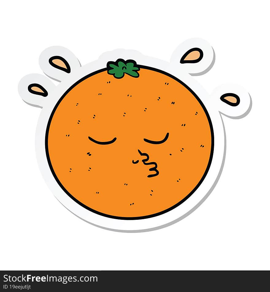 sticker of a cartoon orange with face