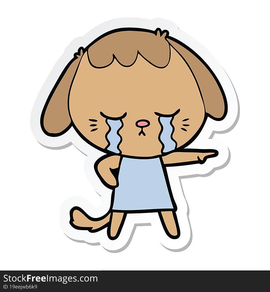 sticker of a cartoon crying dog