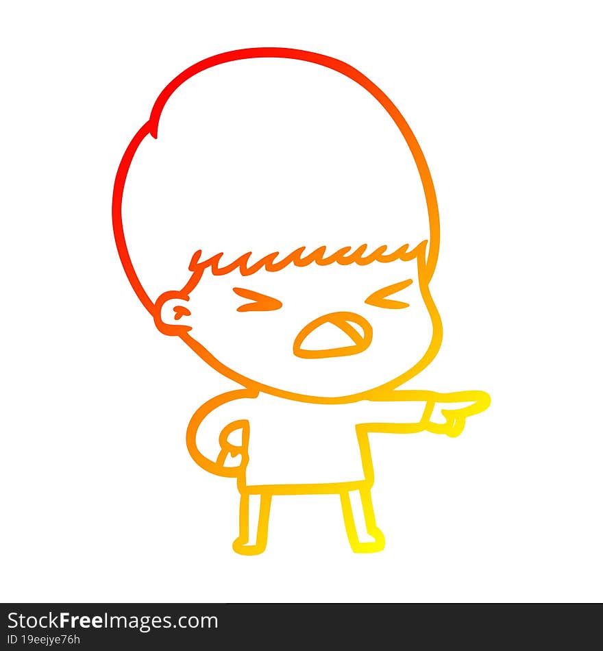 warm gradient line drawing cartoon stressed man