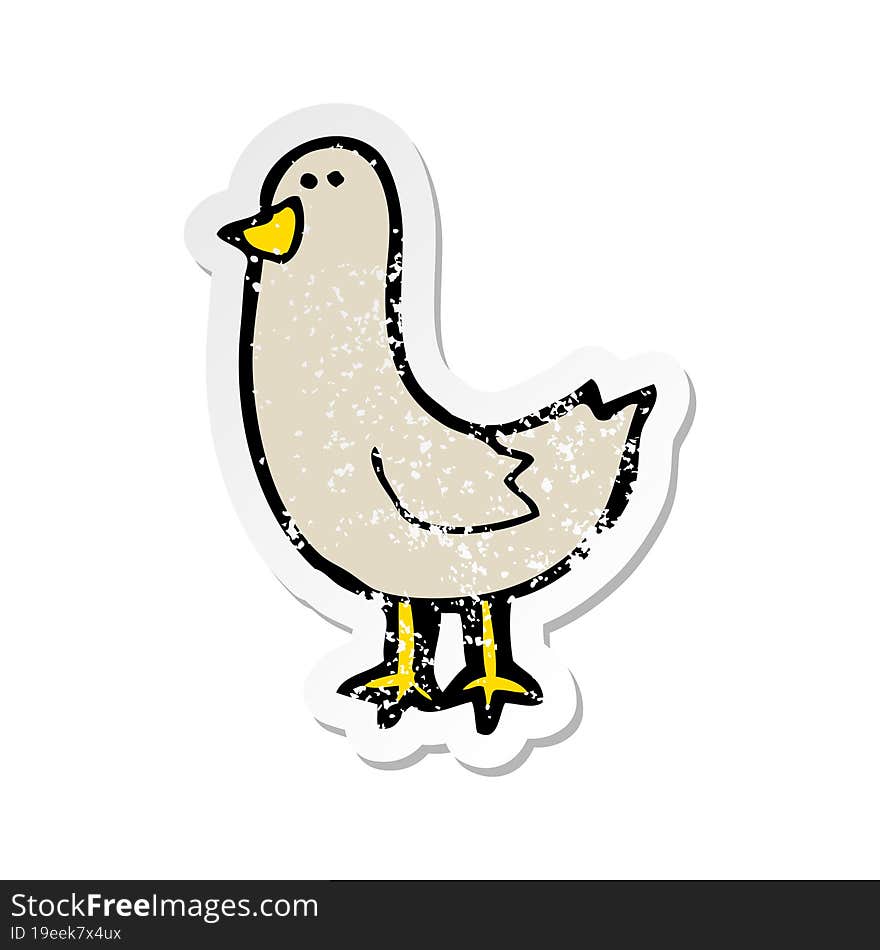 Retro Distressed Sticker Of A Cartoon Bird