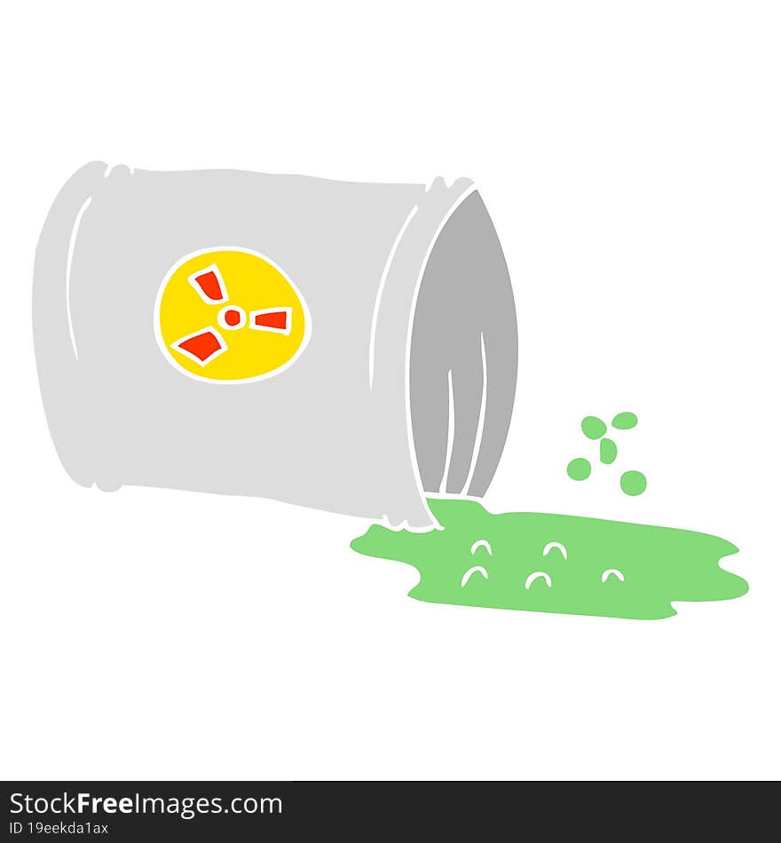 Flat Color Illustration Of A Cartoon Nuclear Waste