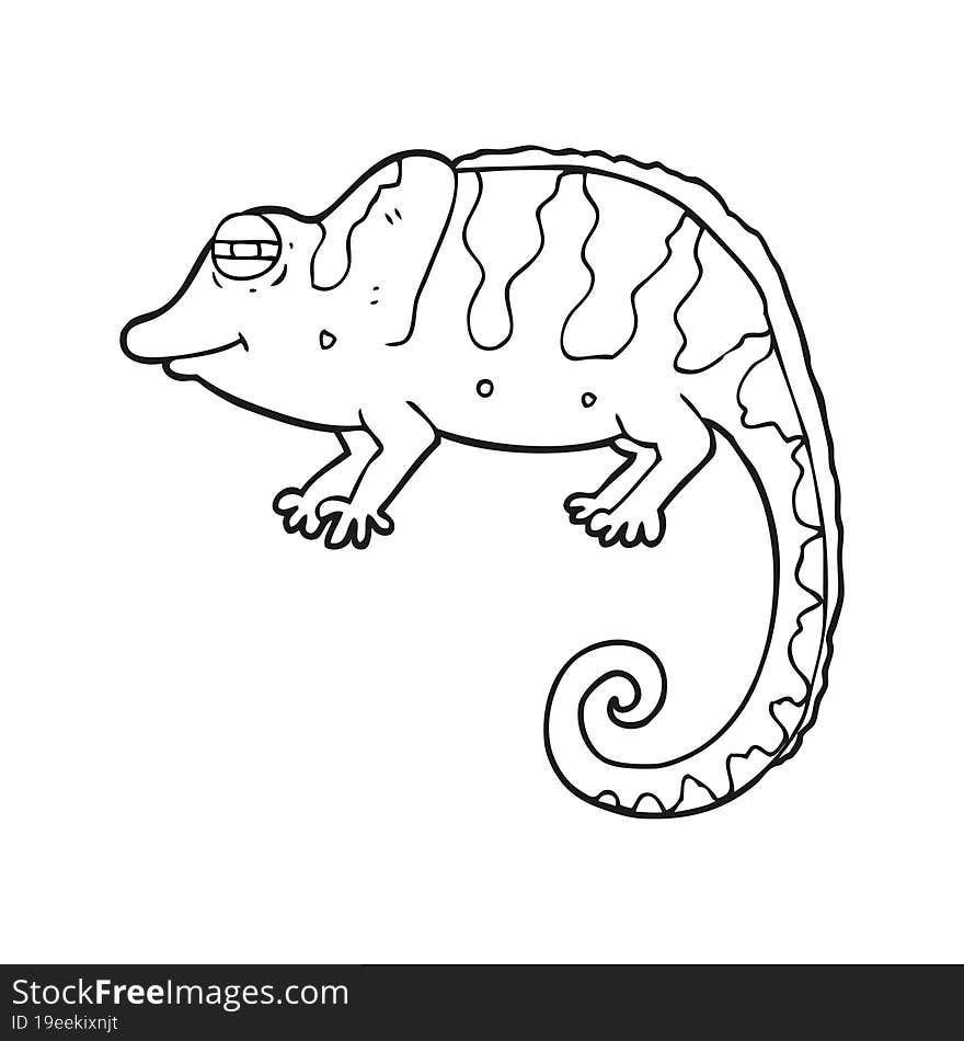 Black And White Cartoon Chameleon