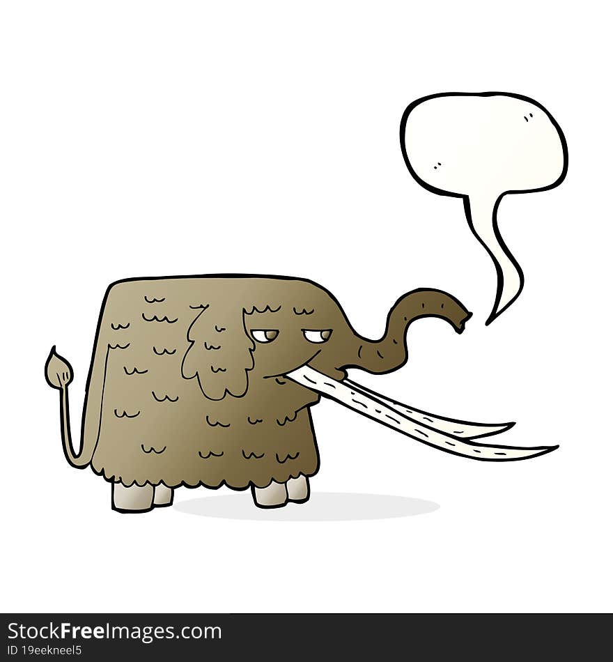 cartoon woolly mammoth with speech bubble