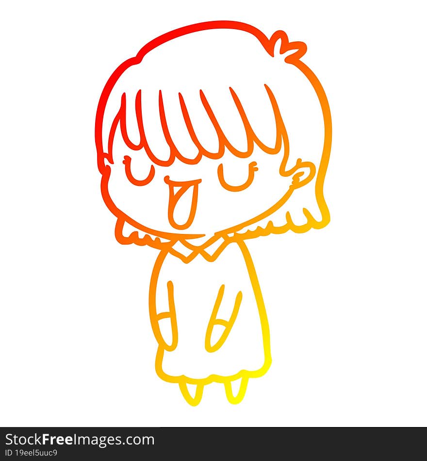 warm gradient line drawing of a cartoon woman