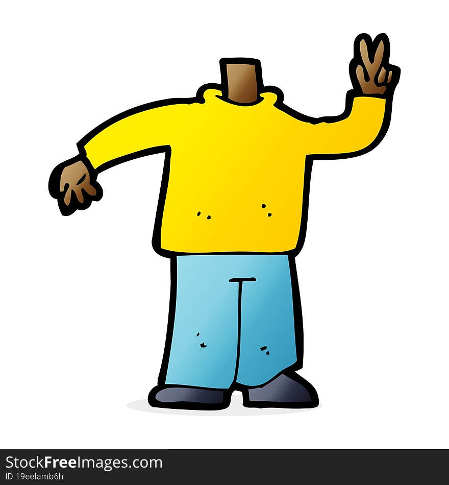 Cartoon Body Giving Peace Sign (mix And Match Cartoons Or Add Own Photos