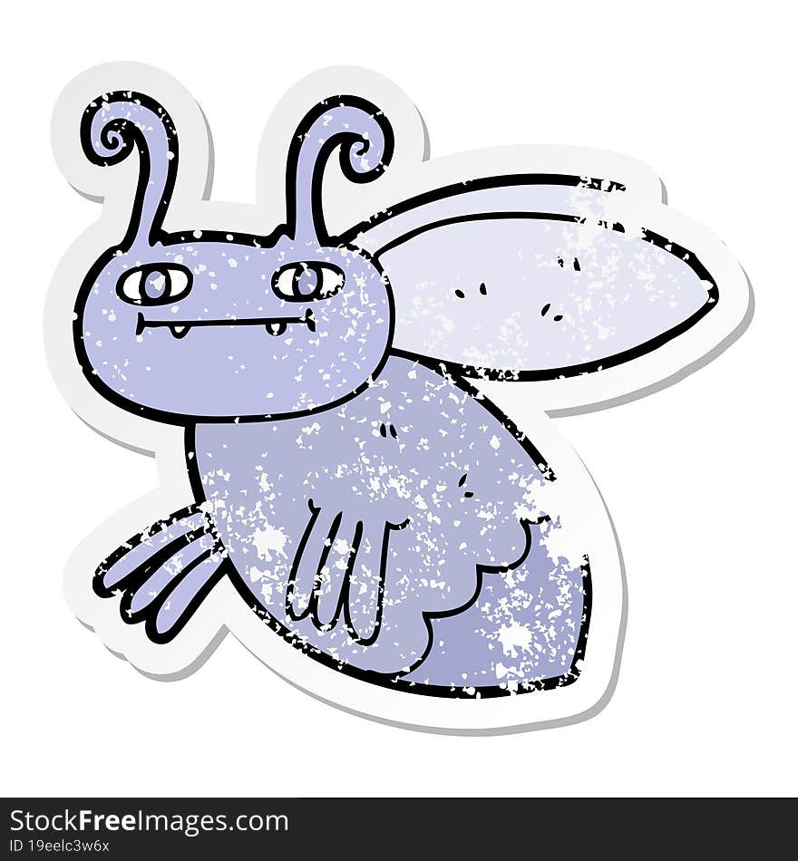 distressed sticker of a cartoon bug