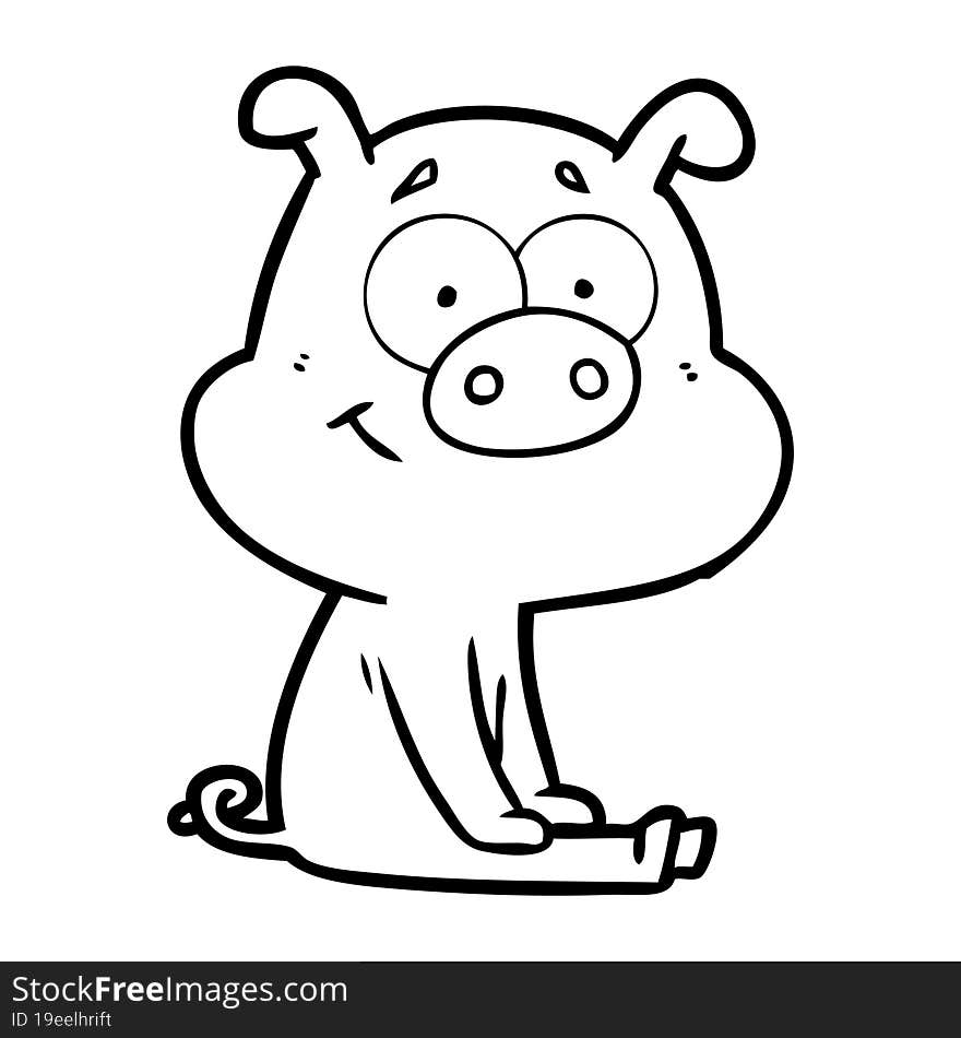 happy cartoon pig sitting. happy cartoon pig sitting