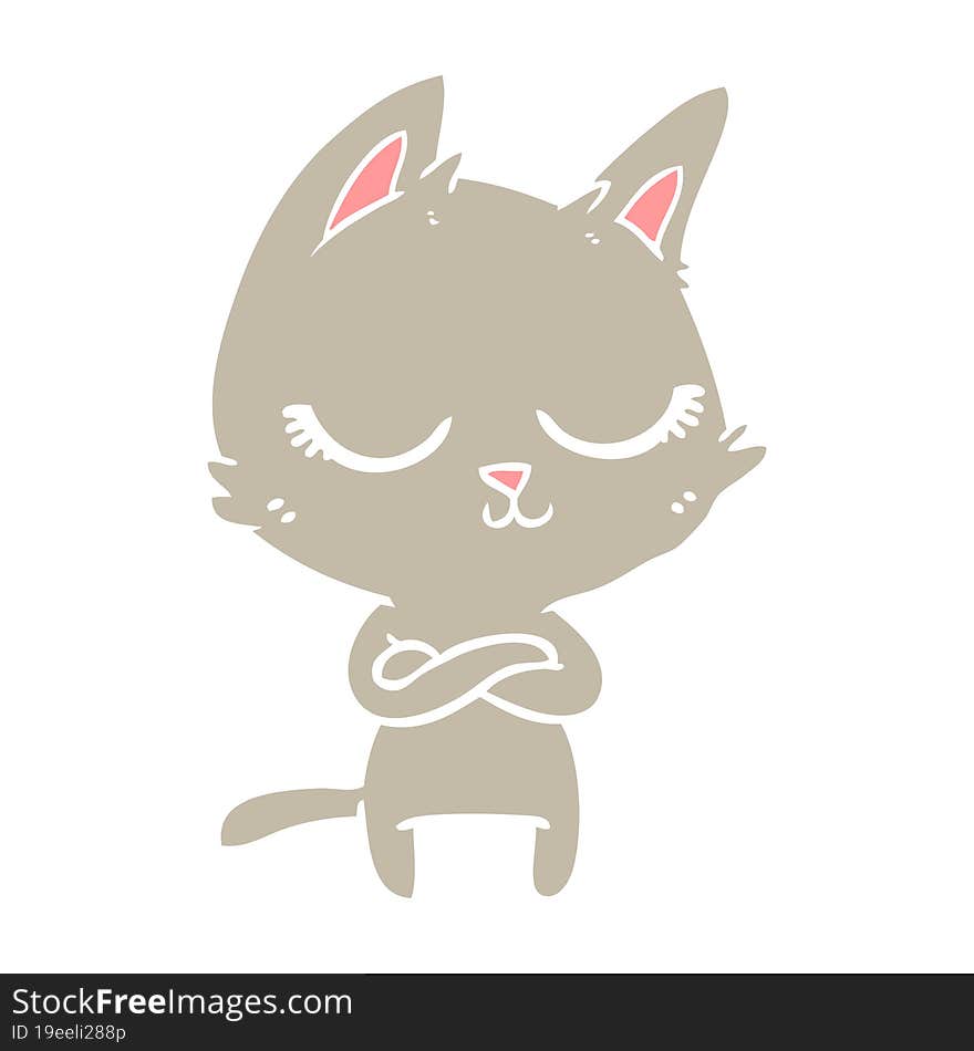 Calm Flat Color Style Cartoon Cat