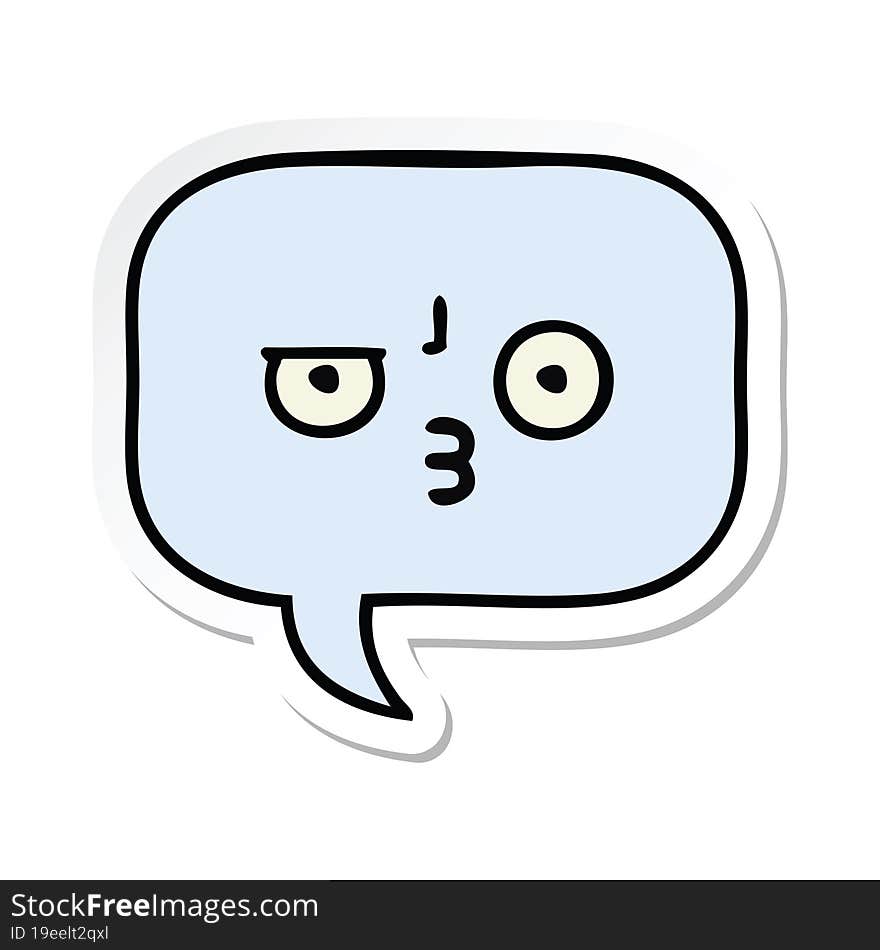 sticker of a cute cartoon speech bubble