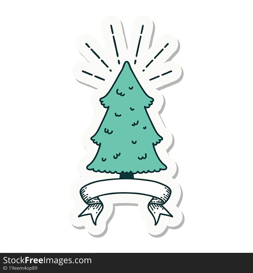 sticker of tattoo style pine tree