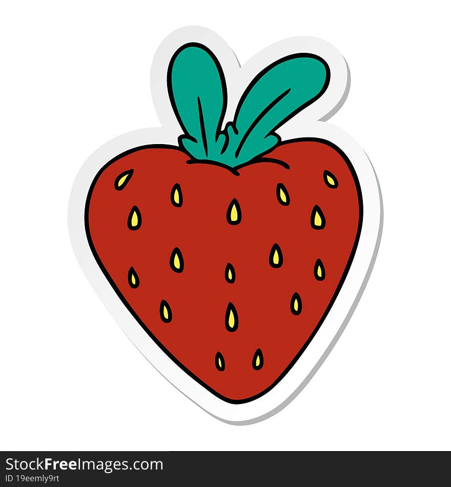 sticker cartoon doodle of a fresh strawberry