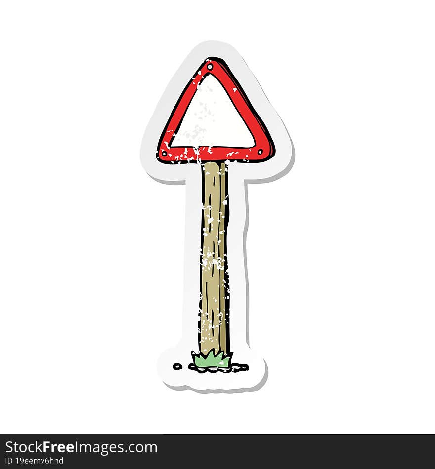 Retro Distressed Sticker Of A Cartoon Road Sign