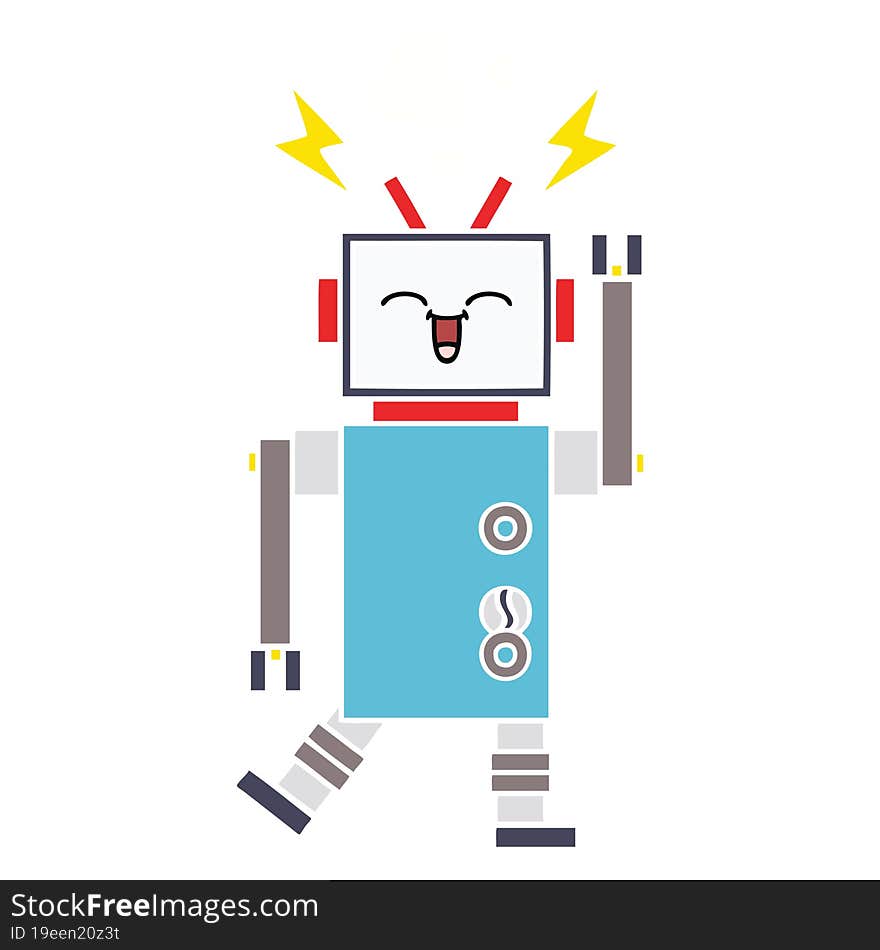 Flat Color Retro Cartoon Robot