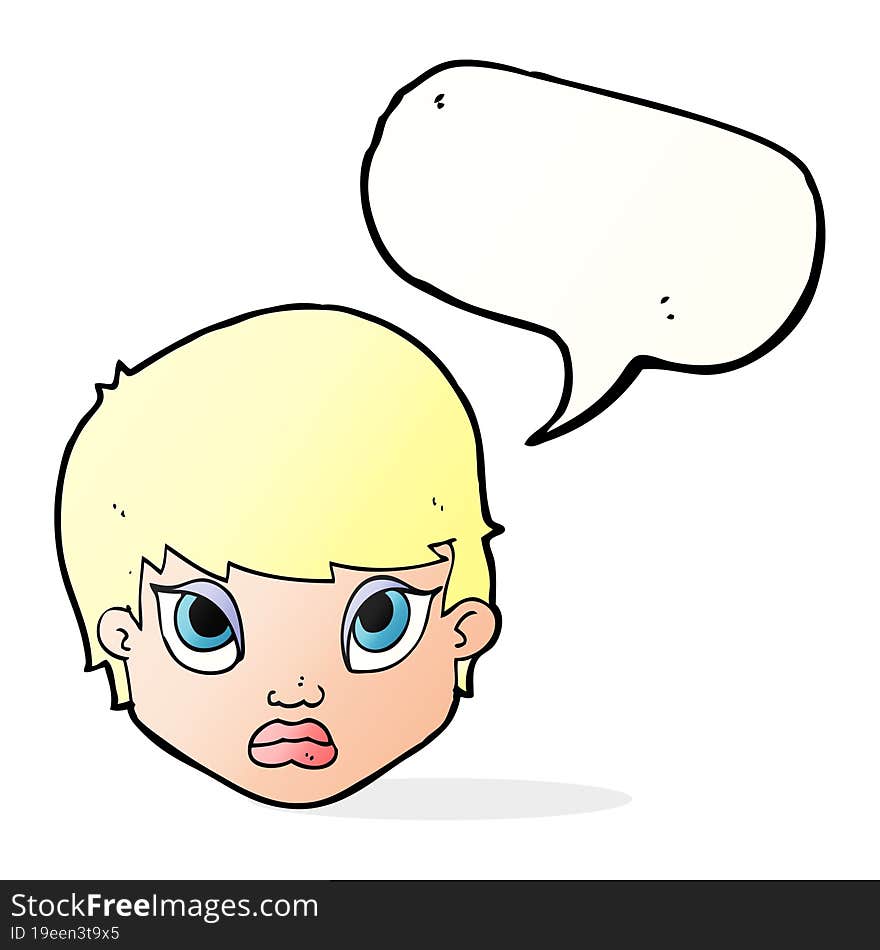 cartoon sulking woman with speech bubble