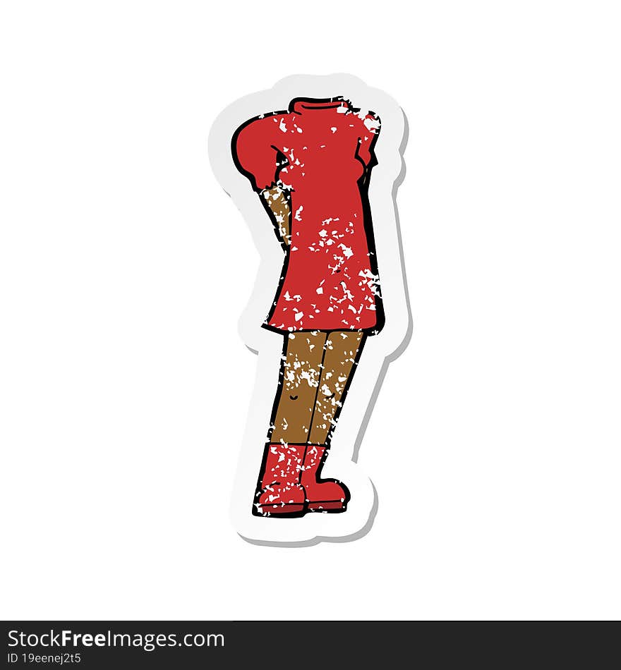 retro distressed sticker of a cartoon female body