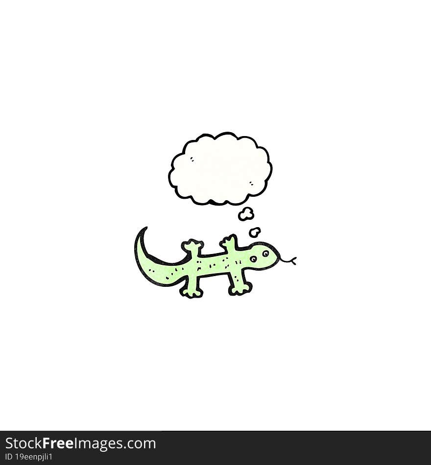 cartoon lizard with thought bubble