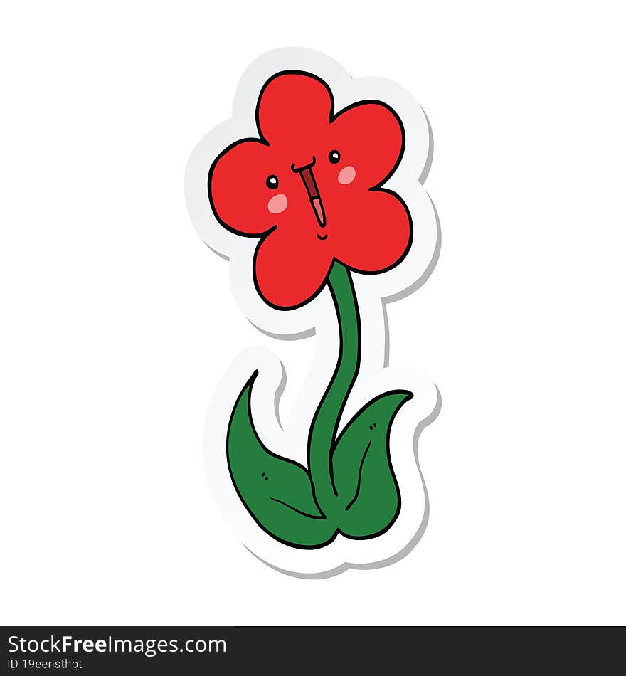 sticker of a cartoon flower