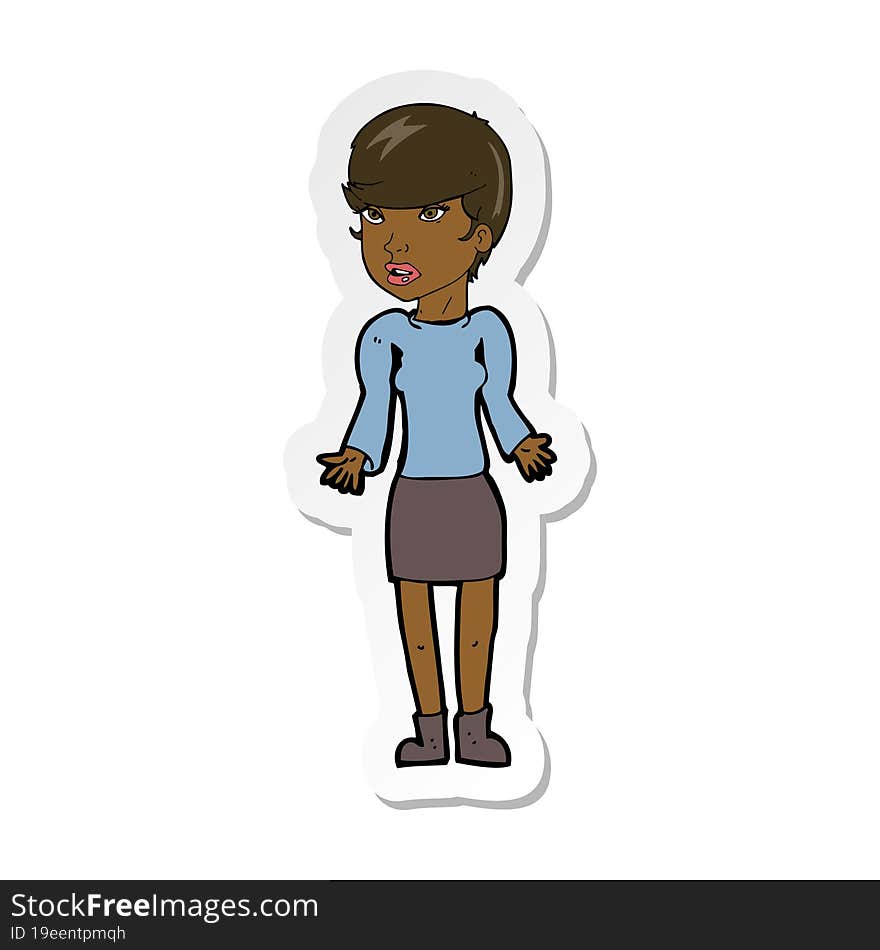 sticker of a cartoon confused woman