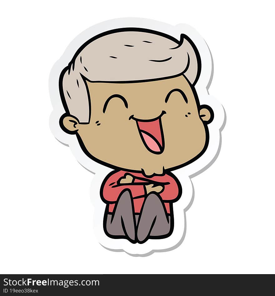 sticker of a cartoon man laughing