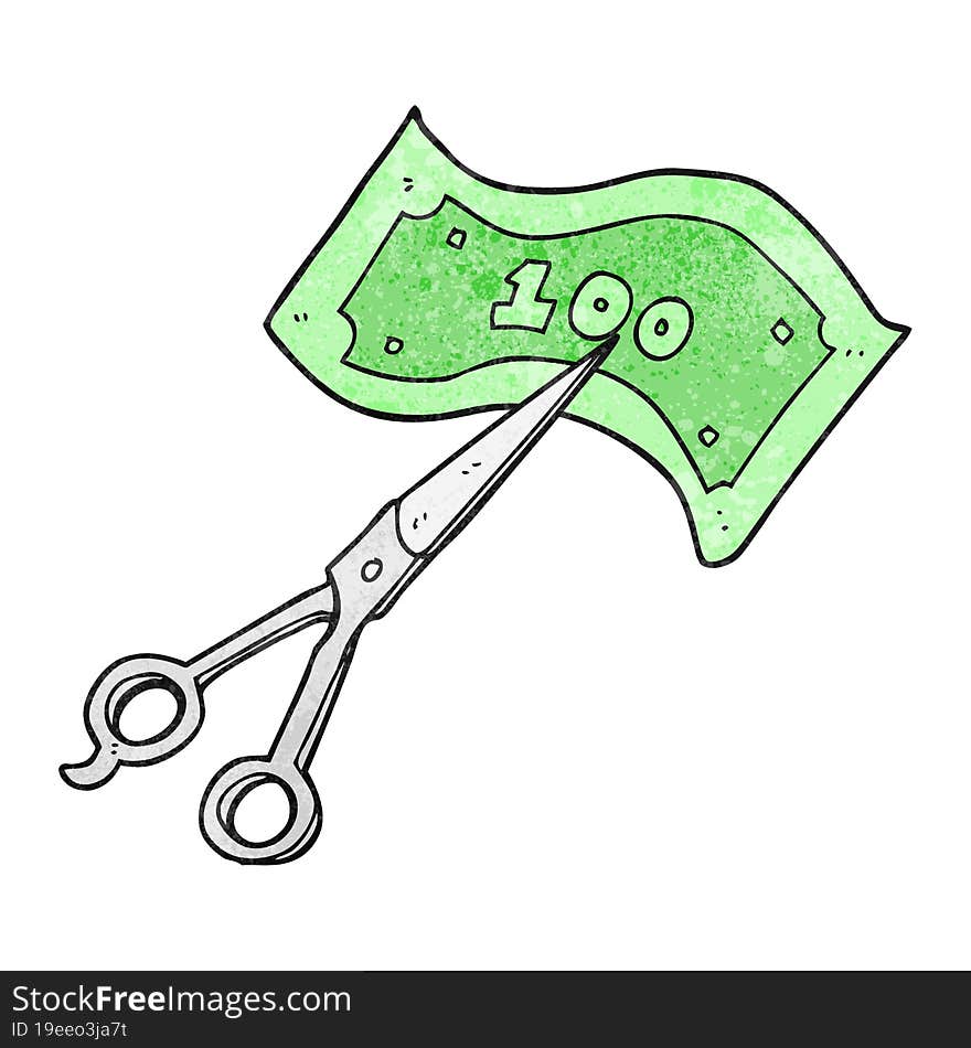 Texture Cartoon Scissors Cutting Money