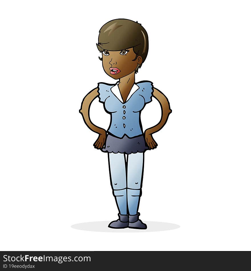 cartoon woman with hands on hips