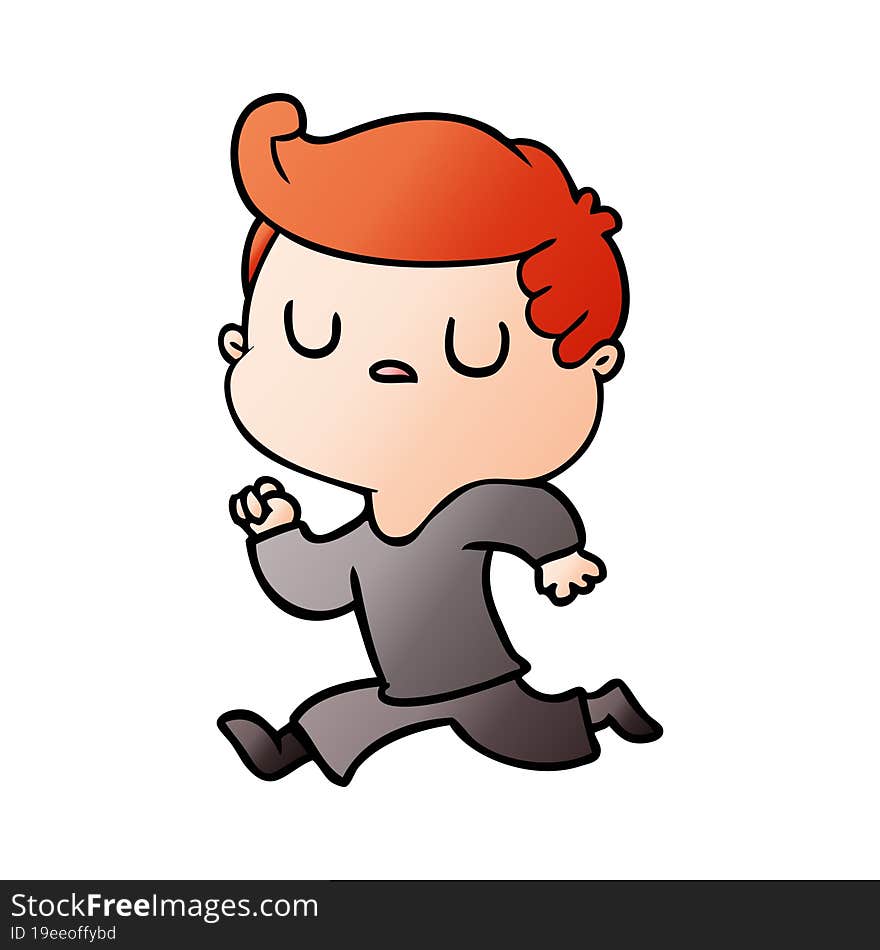 cartoon aloof man running. cartoon aloof man running