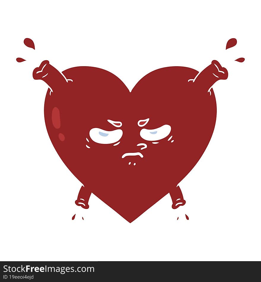 Flat Color Style Cartoon Heart