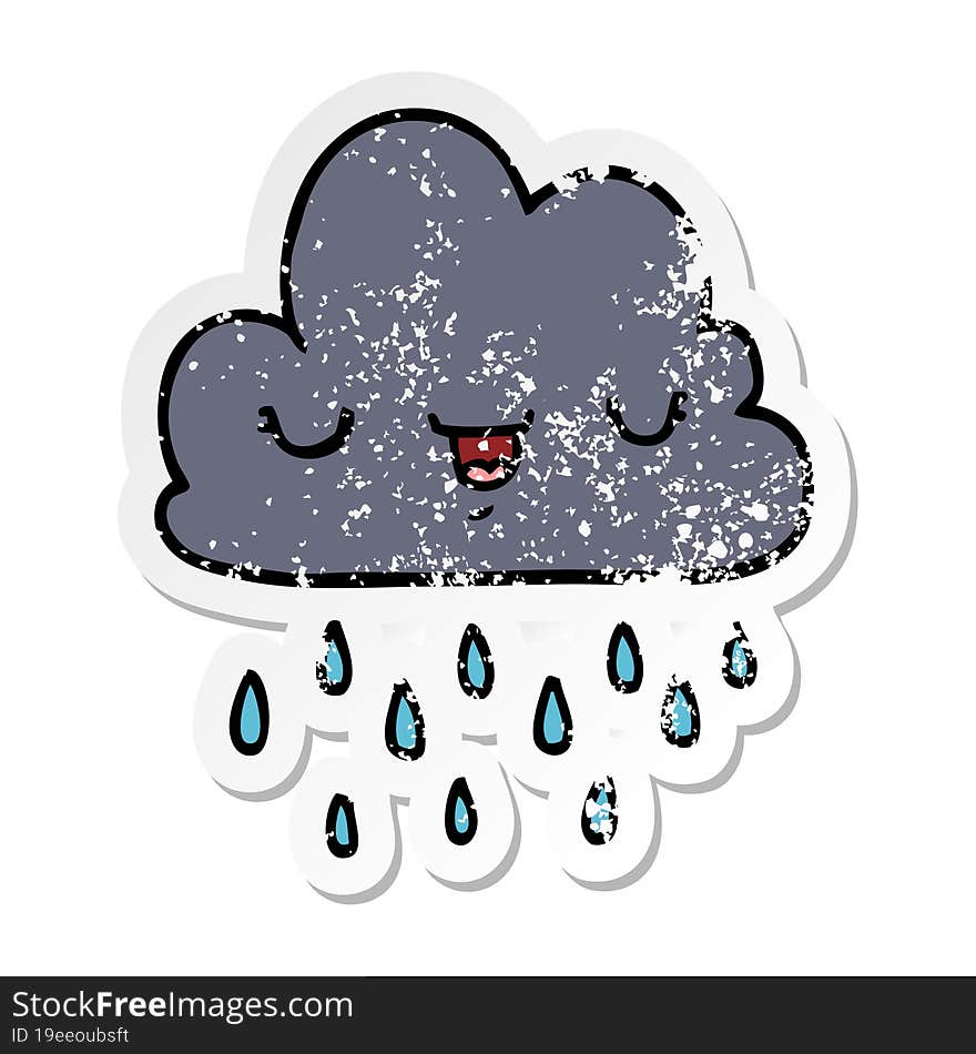 distressed sticker of a cartoon storm cloud