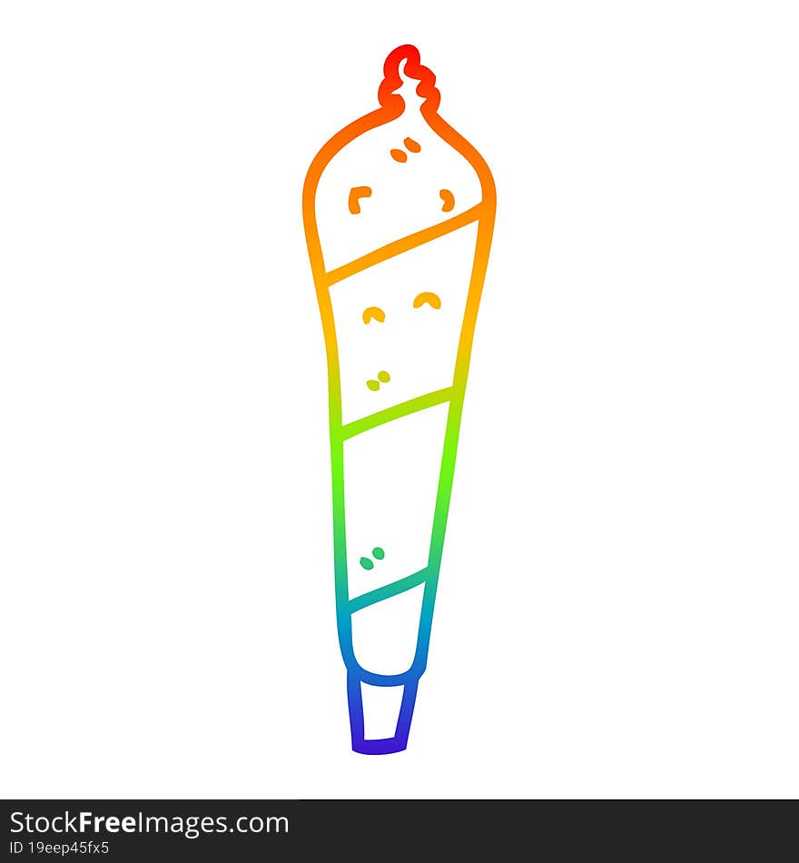 rainbow gradient line drawing cartoon marijuana joint