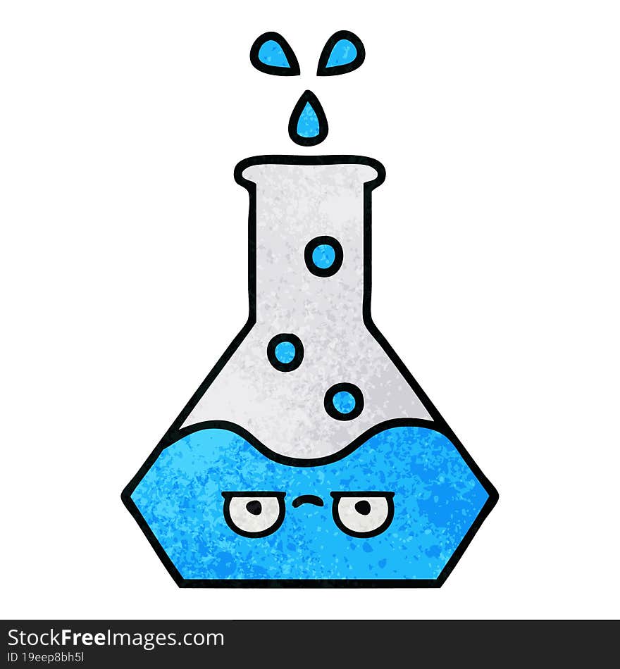 retro grunge texture cartoon science beaker