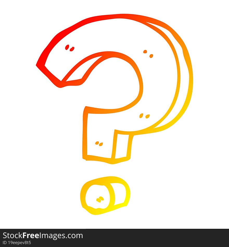 warm gradient line drawing cartoon question mark