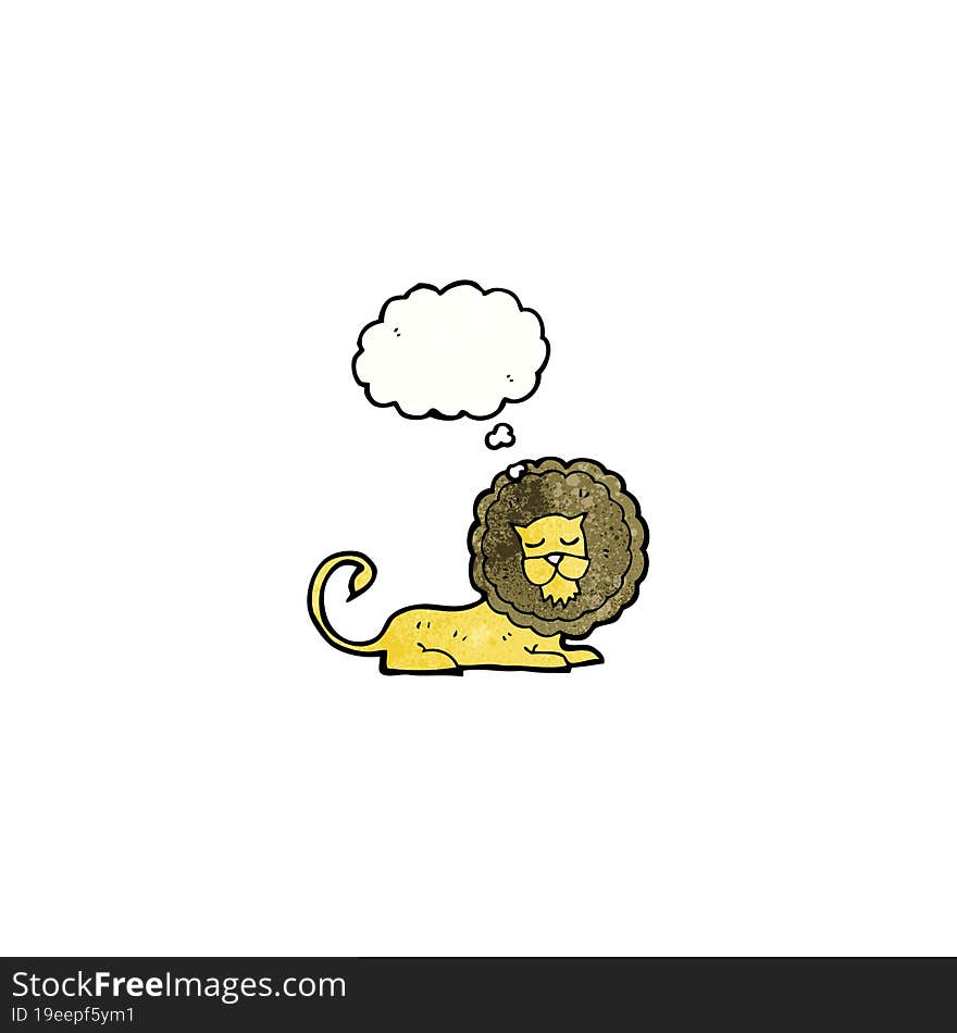 cartoon lion with thought bubble