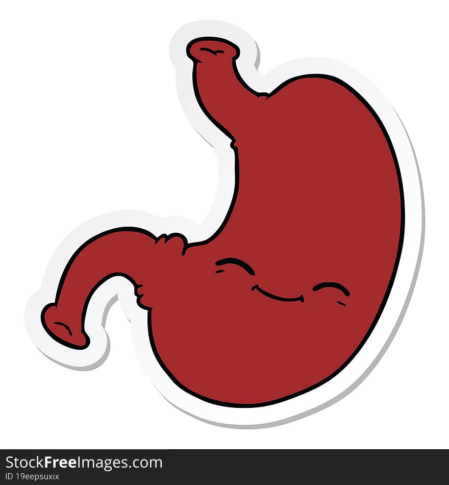 sticker of a cartoon stomach