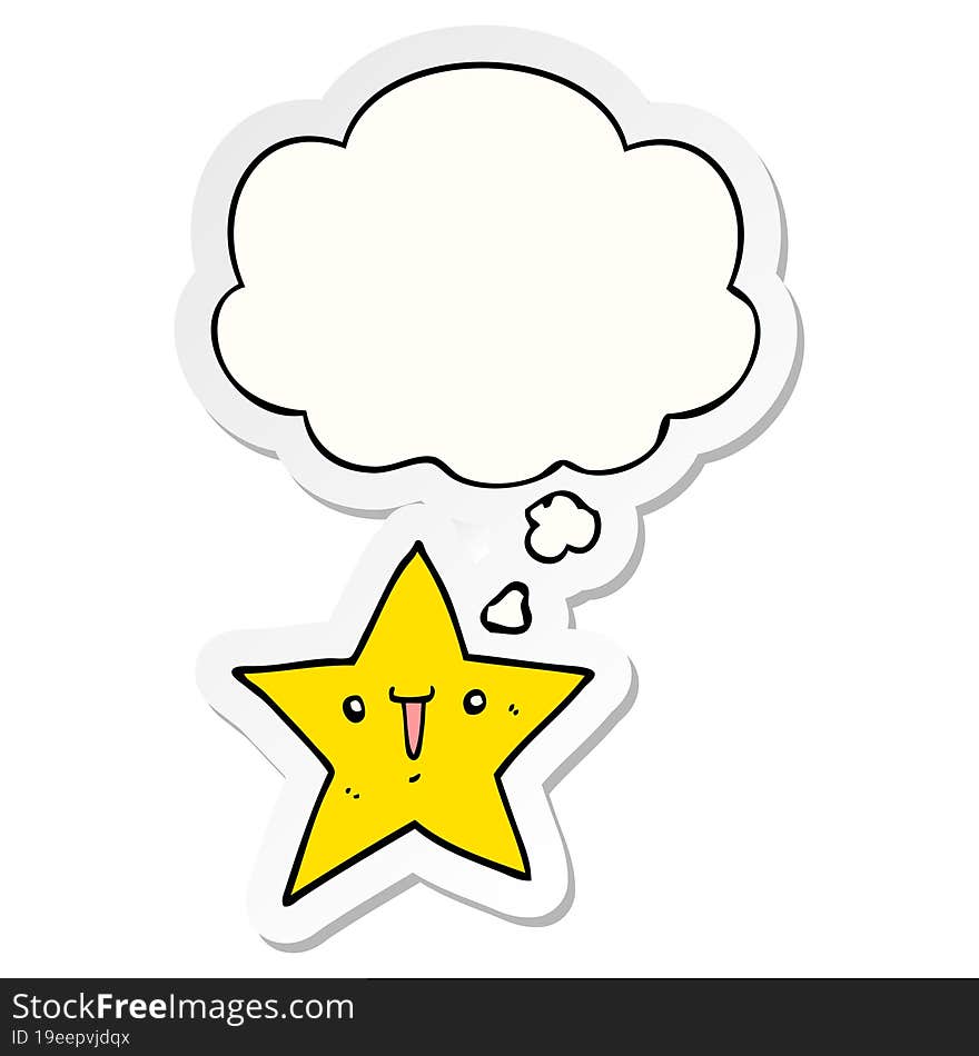 Cute Cartoon Star And Thought Bubble As A Printed Sticker