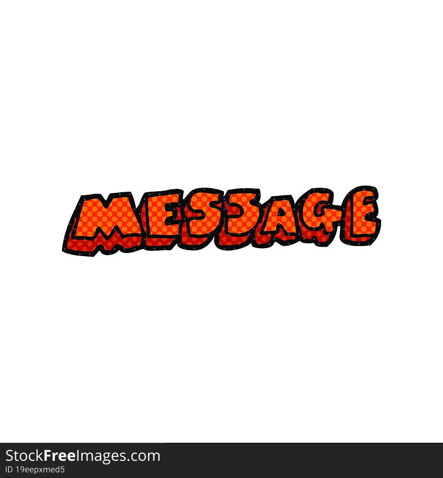 freehand drawn cartoon message text