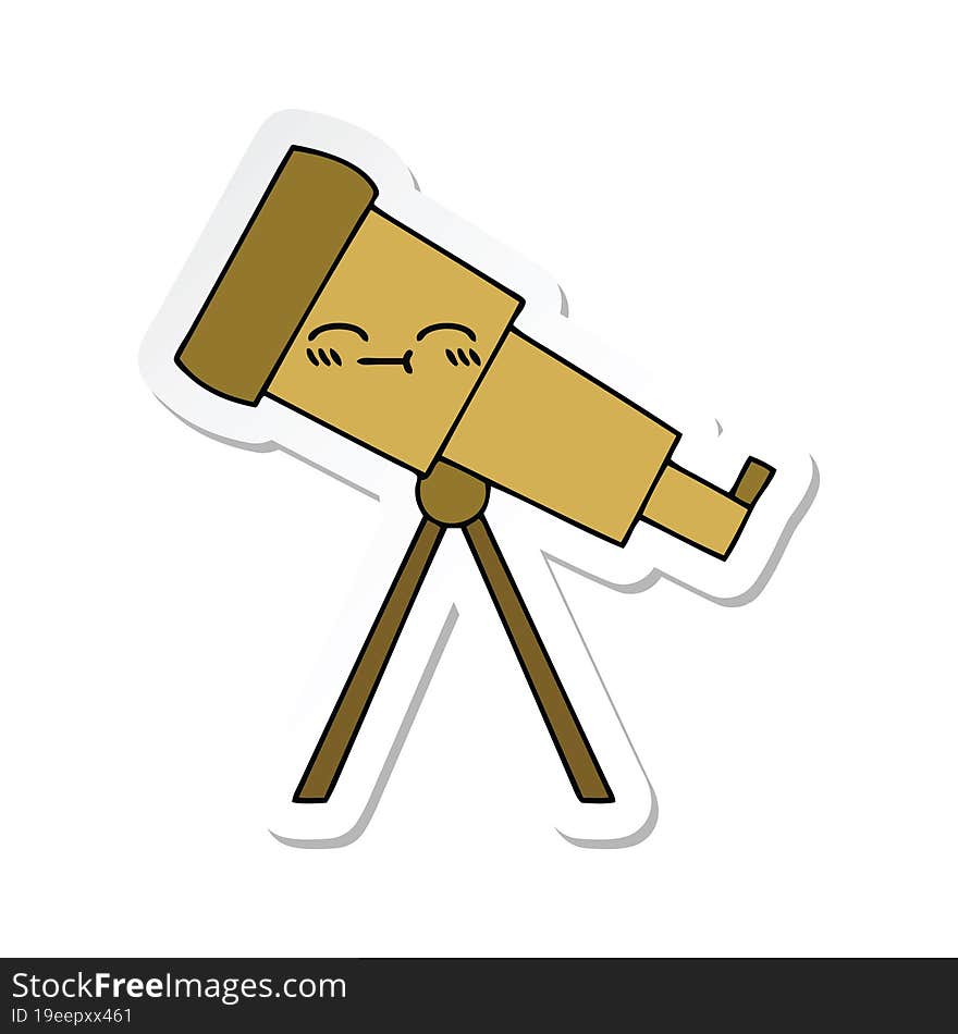 sticker of a cute cartoon telescope