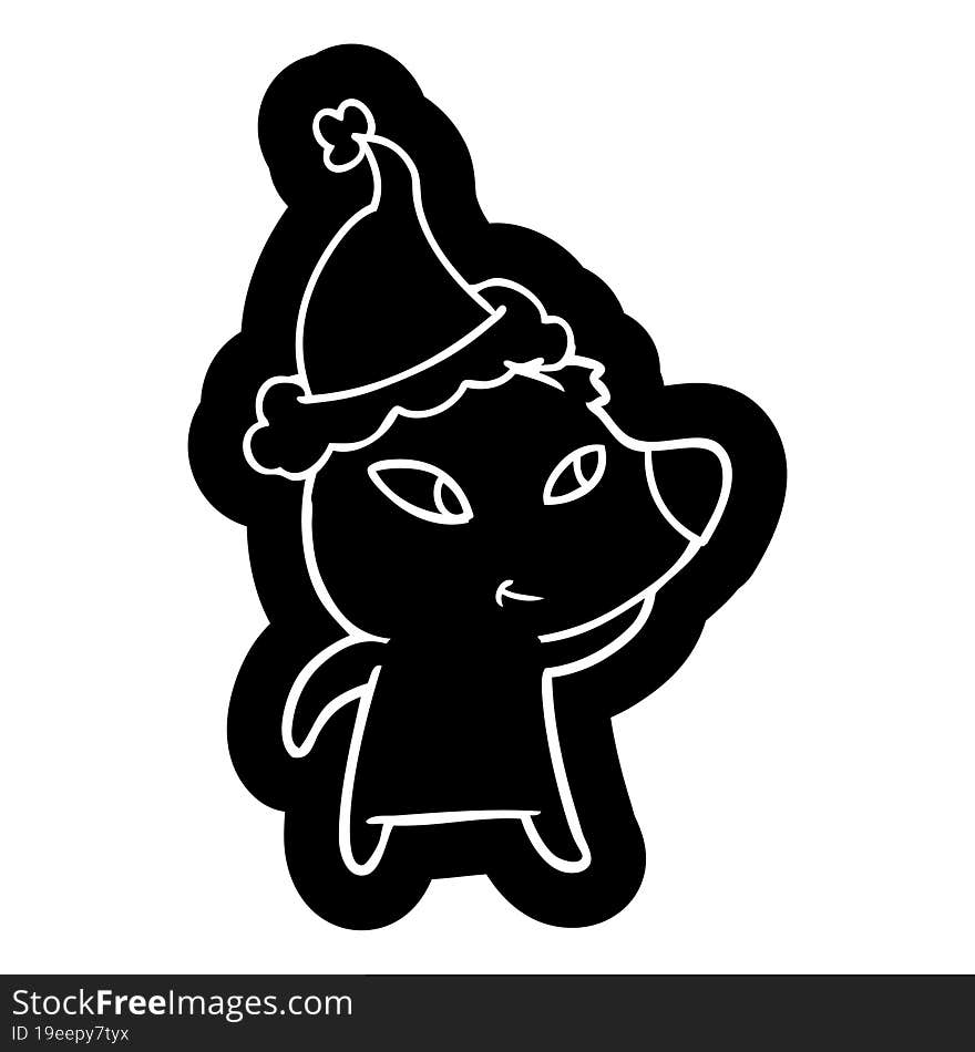 Cute Cartoon Icon Of A Bear Wearing Santa Hat