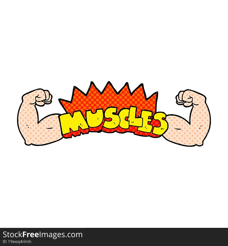 freehand drawn cartoon muscles symbol