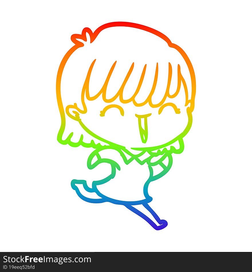 rainbow gradient line drawing of a cartoon woman