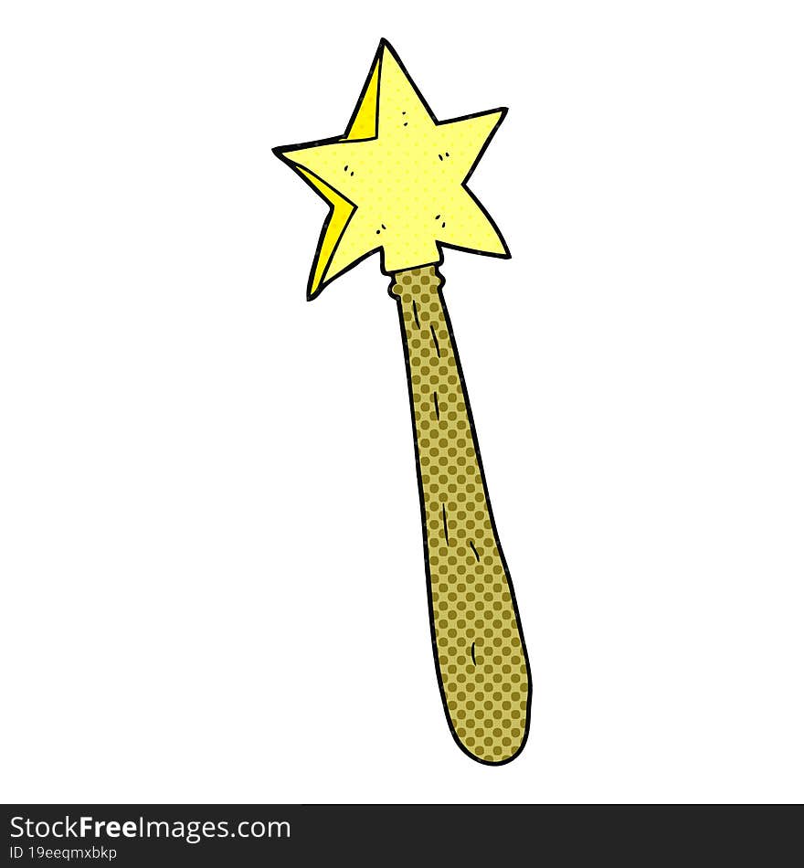 freehand drawn cartoon magic wand