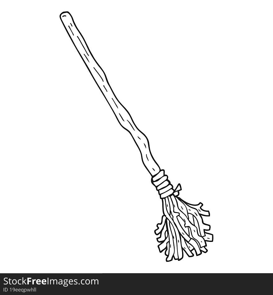 Black And White Cartoon Broomstick