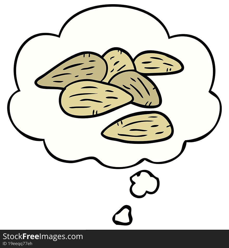 Cartoon Almonds And Thought Bubble