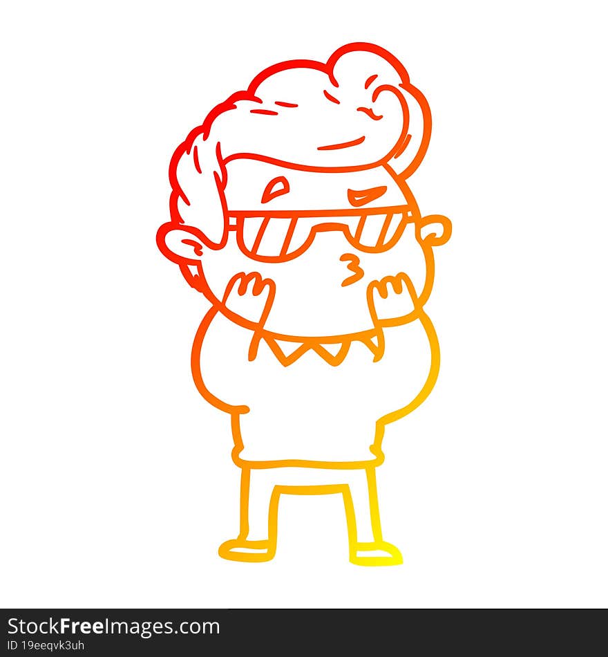 warm gradient line drawing cartoon cool guy