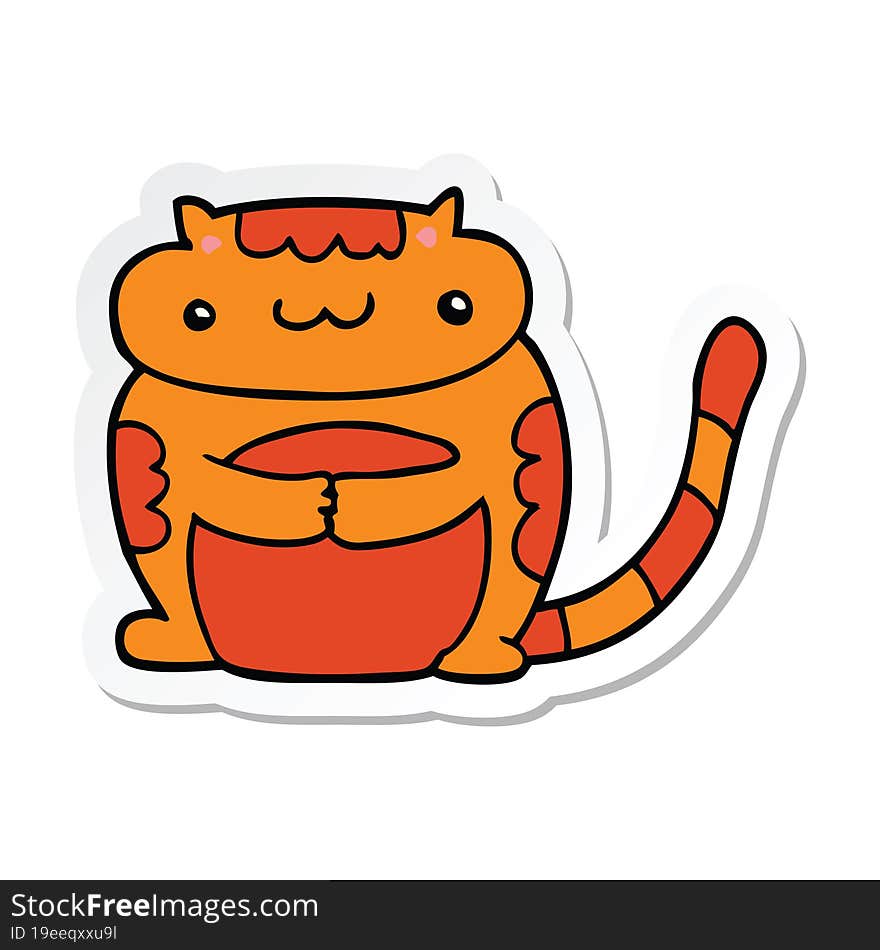 sticker of a cute cartoon cat