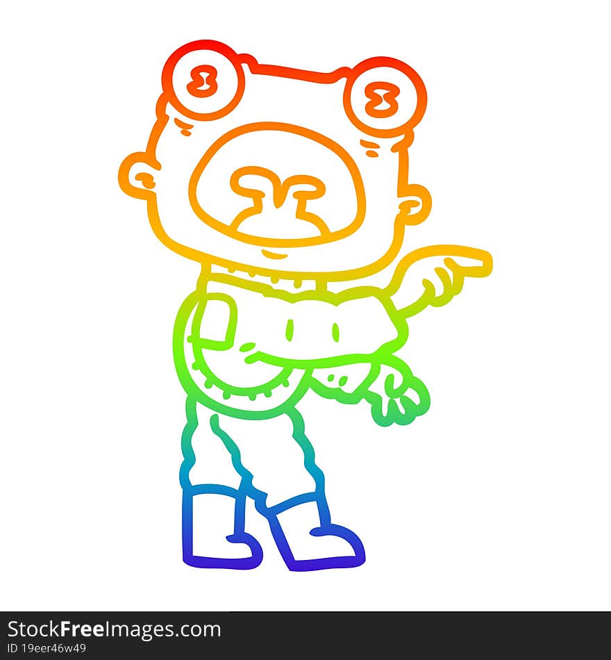 Rainbow Gradient Line Drawing Cartoon Weird Alien Communicating