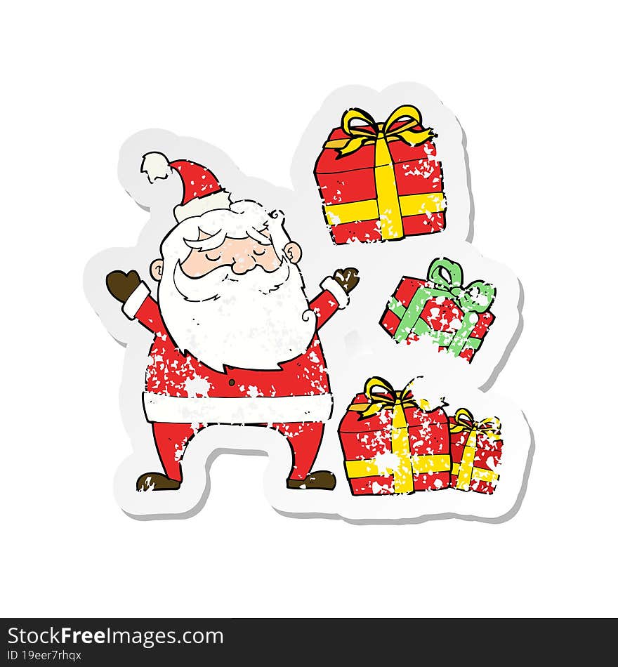 retro distressed sticker of a cartoon santa claus