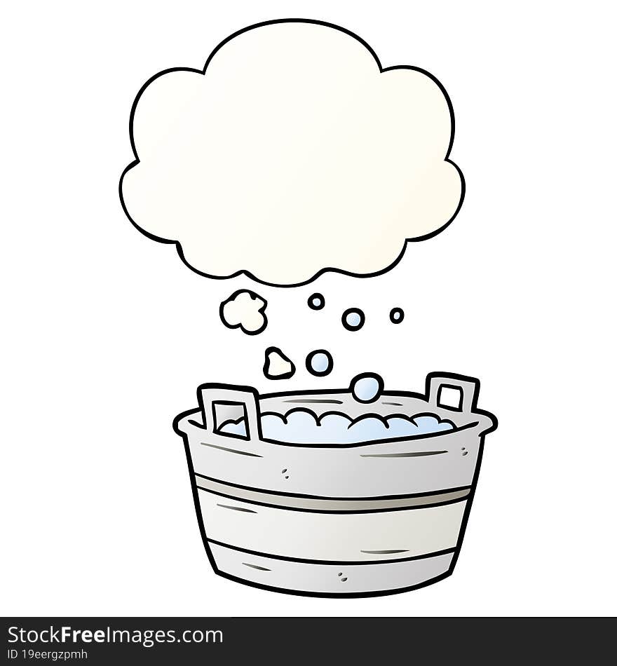 Cartoon Old Tin Bath And Thought Bubble In Smooth Gradient Style