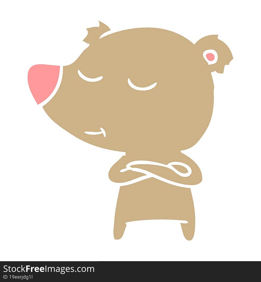 happy flat color style cartoon bear