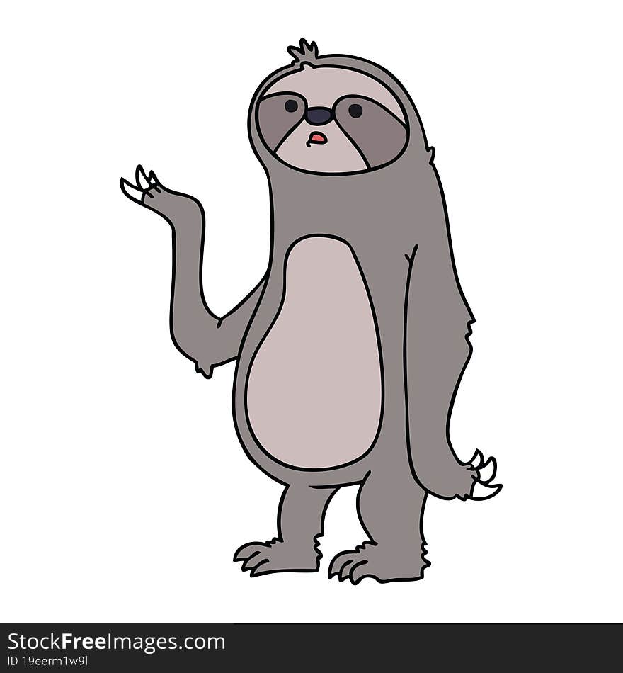 Quirky Hand Drawn Cartoon Sloth