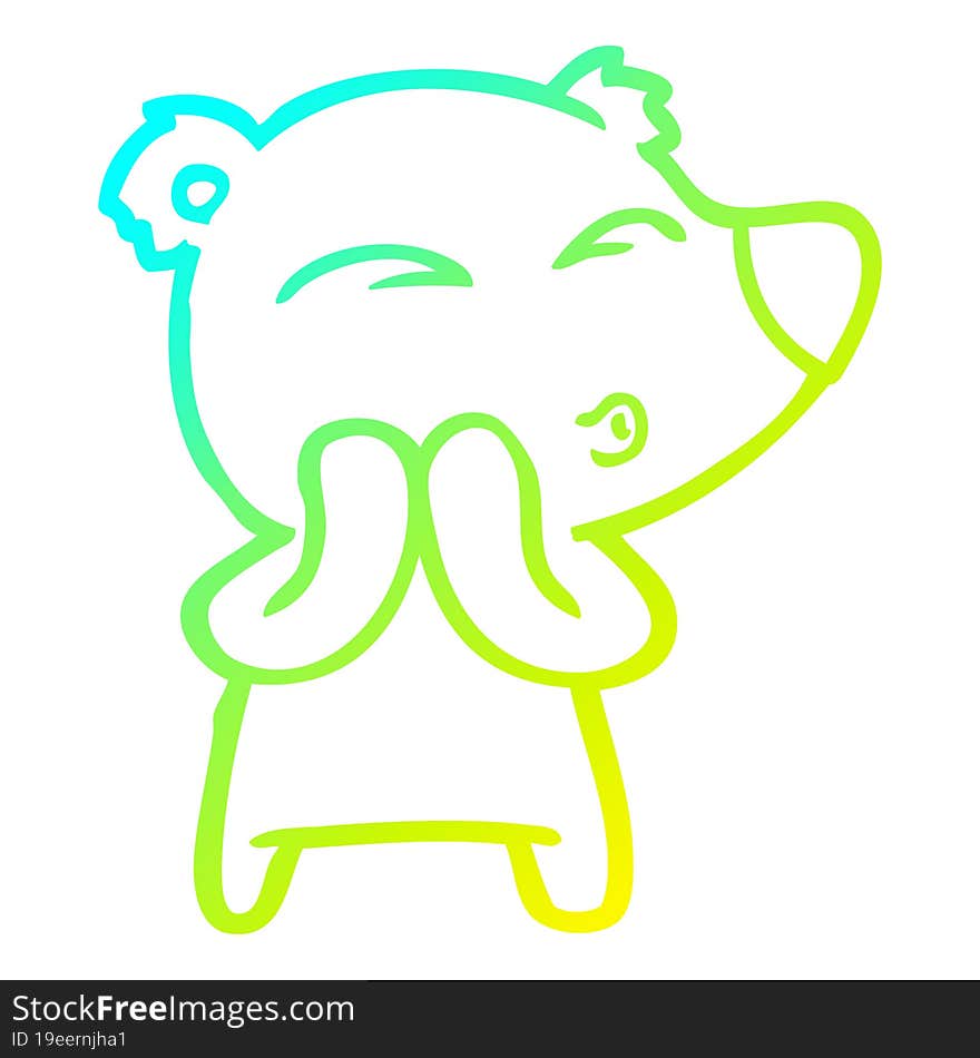 cold gradient line drawing cartoon whistling bear